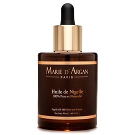 MARIE D'ARGAN Aceite de Nigella Sativa 100% Puro y Natural de 50 ml con Gotero, Aceite Facial y Capilar Vegano, Hidratante y Antioxidante para Rostro, Cabello, Piel Grasa, Mixta y Normal