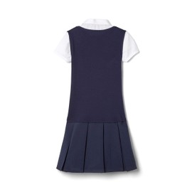 French Toast Little Girls' 2-Fer Pleated Dress, Navy, 6