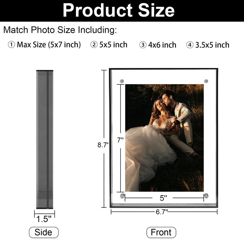 MFoffice 5x7 Picture Frame,Color Acrylic Photo Frame, Wall & Tabletop