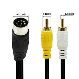 GINTOOYUN Din 8Pin auf 2RCA Kabel 118,11 Zoll 8Pin Din Stecker auf 2RCA Stecker Audio Adapterkabel für Musikinstrument Audio Equipment MIDI Device ect