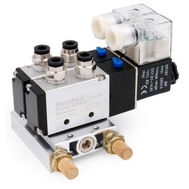 Heschen Electrical Pneumatic Twin Solenoid Valve 4V210-08 DC 12V PT1/4 5 Way 2 Position Manifold Base Muffler Quick Fittings Set