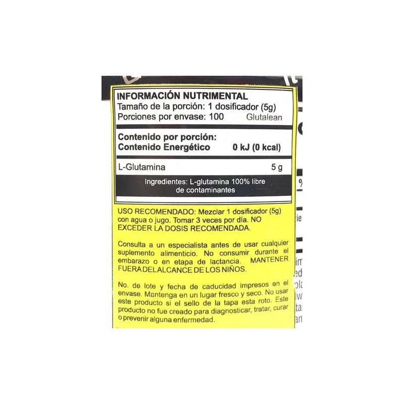 Glutamina Labrada Glutalean 500 Gramos - 100 Porciones