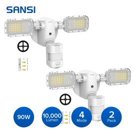 SANSI Outdoor Security Light 10,000LM LED Motion Sensor 90W Floodlight 2 Pack