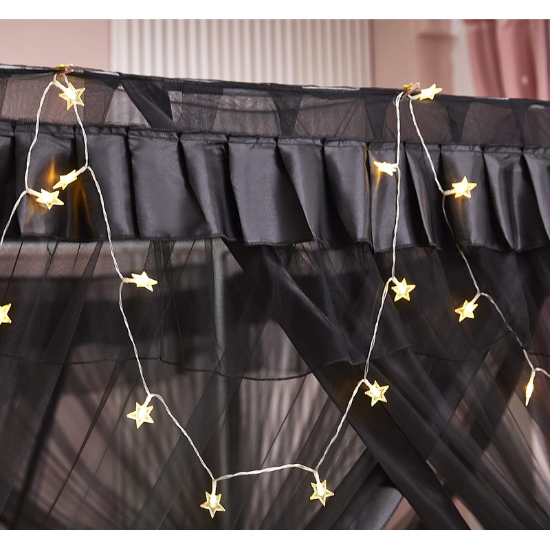Mengersi Black Bed Canopy, 4 Corner Post Bed Canopy Curtains,