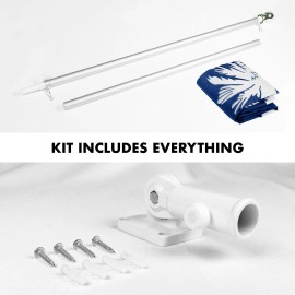 UD_G128 Combo Pack: 5 Ft Tangle Free Aluminum Spinning Flagpole (Silver) & South Carolina SC State Flag 2.5x4 Ft, ToughWeave Ser