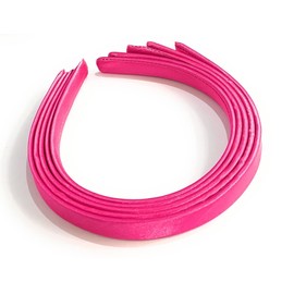 5 x 15mm Thick Plain Satin Headbands Pack School Girls Alice Hair Band DIY Headband Set UK (Fuchsia Pink)