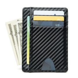 JSTHHTT Slim Wallet for Men, Mens Wallet, Leather Minimalist Wallet for Men & Women, RFID Blocking Minimalist Wallet Credit Card Holder, Card Holder, Holds Cards and Bank Notes (Black Edition)