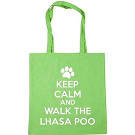Hippowarehouse Keep calm and walk the lhasa poo - dog Tote Shopping Gym Beach Bag 42cm x38cm, 10 litres