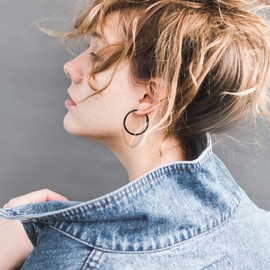 Focalook Women's Hoop Earrings, Large Circle / Star / Heart Hoop Earrings, 30 / 40 / 50 / 70 / 100 mm, Stainless Steel, 18 K Gold Plated, Black, Elegant Earrings for Women, Great Gift, Stainless Steel