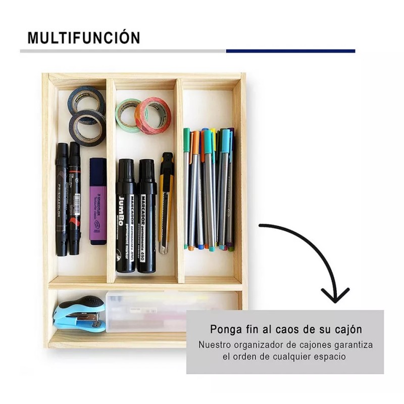 Clicmania Organizador De Cubiertos Madera Cajon Cocina Divisiones
