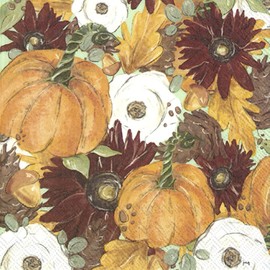 IHR Ideal Home Range Cocktail Napkins Disposable 3-Ply Paper Party Napkin Pack, 5" x 5", Fall Foliage, 20-Count