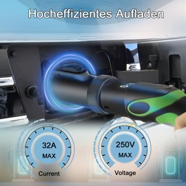 GUWIEYG Type 2 to Type 1 EV Adapter with Anti-Theft Clip, Max 32A, 250V AC, IEC 62196 to SAE J1772 Electric Vehicle Adapter, Fits J1772 EVs Charging Port