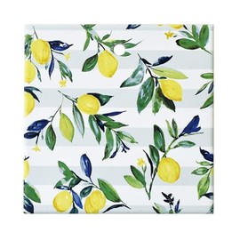 KK Ceramic Trivet, 5.9 x 5.9 inches (15 x 15 cm), Floral Lemon, Stylish, Round, Interior, Durable, Nordic