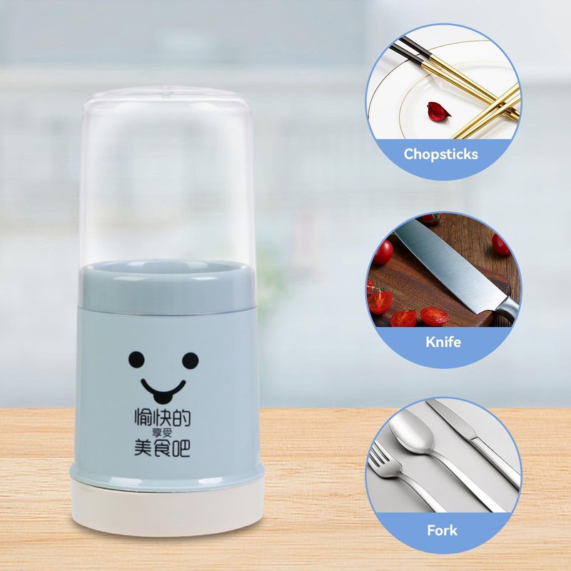 Kitchen Utensil Holder, Chopsticks Holder Drying Rack with Lid and