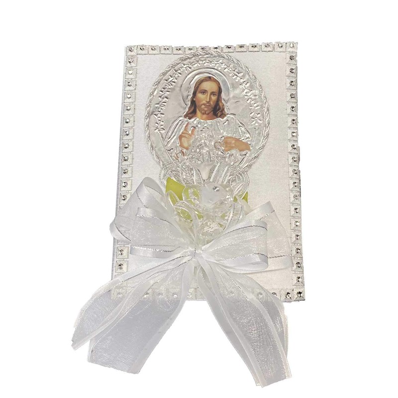 Lito White Jesus Baptism Candle Set Kit for Christenings with