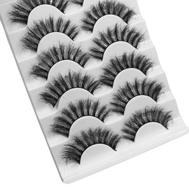 Mink Fluffy Lashes Pack, Dramatic Thick Full Volume False Eyelashes, 7 Pairs 18mm Long Reusable Curly Light Weight Self Adhensive Fake Lash Extensions By ZUKIMM | 004