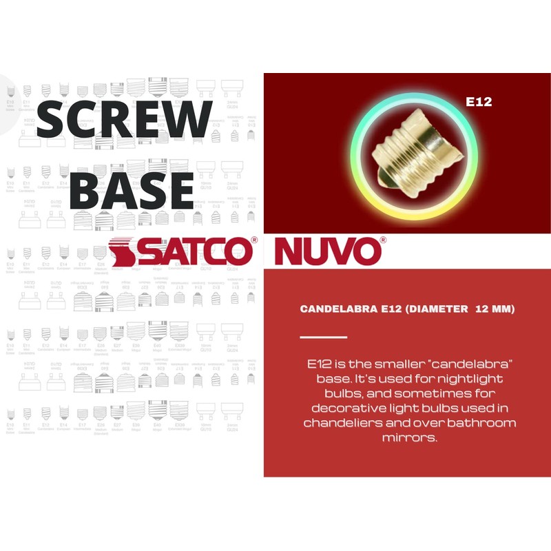 Satco S3912 145V Candelabra Base 15-Watt T6 Switchboard Bulb, Clear