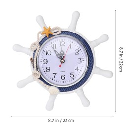 IMIKEYA Mediterranean Wall Clock Steering Wheel Nautical Silent Wall Clock Beach Sea Theme Ticking Clock with Rope Shell Decor for Bedroom Home Wall Decor Random Color