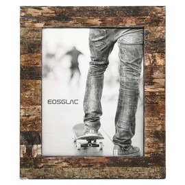 Eosglac Rustic 8.5x11 Wooden Picture Frame, Handmade with Real Birch Bark, Photo Frame Natural