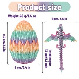 Yearsahrk Dragon Egg with Dragon 3D Printed Dragon Egg Toy 3D Dragon Figures Christmas Gift Easter Basket Fountain Pen Home Office Decor (Pack of 2)