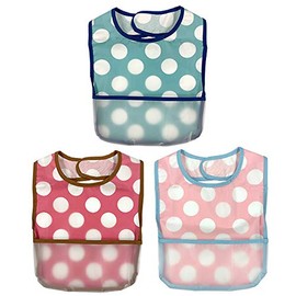 T8325-00-20 Baby Clothes, Baby Clothes, Baby Meal Apron, Set of 3, Children, Boys and Girls, Baby Food, Nursery School, Set of 3 Dots
