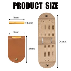 Portable Cribbage Board Game Set, Foldable Leather Travel Cribbage Games Board,with 4 Metal Cribbage Board Pegs, 1 Mini Cribbage Board, for Outings Or Camping.