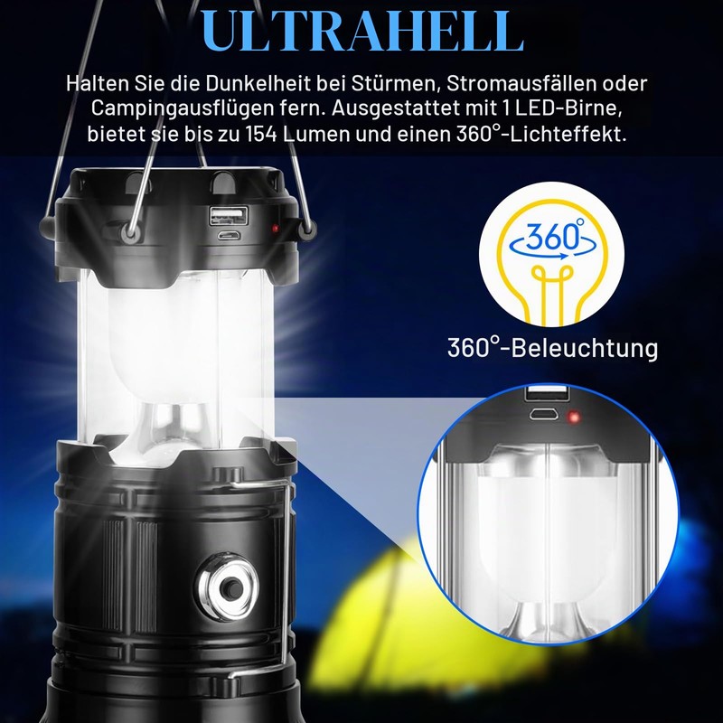 PQETBV Camping Light, Pack of 2 Foldable Camping Pendant Lamp,