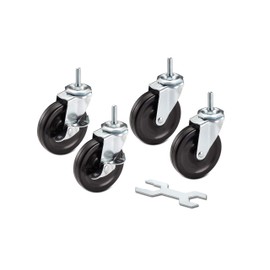 TRINITY ZSV-99-018-4010 Caster Wheels Kit for Wire Shelving, 4 x 1", Black