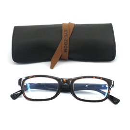 EYE ZOOM LED Lighted Reading Glasses with 2 in 1 Capacitive Stylus & Ballpoint Pen, Tortoise, +3.00