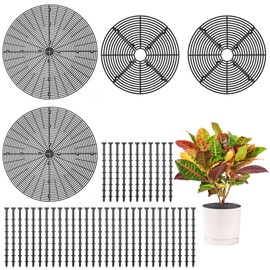 mekueeex 4 Pcs Plant Pot Grids, 11.8in and 20.5in Cuttable Grid Flower Pot Covers with 40 Stakes, ABS Plant Flower Protectors, Pet Digging Stoppers for Indoor Outdoor Plants