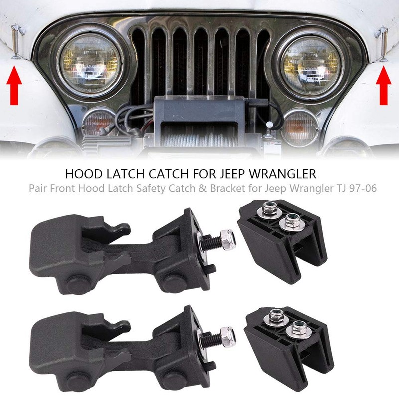 2 Pairs Front Hood Lock Safety Lock & Bracket Hood