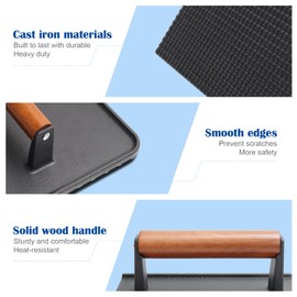 SafBbcue 10" Square Bacon Press & Rectangle Meat Press, Heavy Duty Cast Iron Griddle Press Smash Burger Press Compatible with Blackstone Flat Top Griddle Grills, Hamburger Smasher Tool Patty Maker