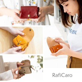 Raficaro Women's Mini Wallet, Coin Purse, Italian Leather, Genuine Leather, Small Wallet, Double Flap Button, Card Case, red