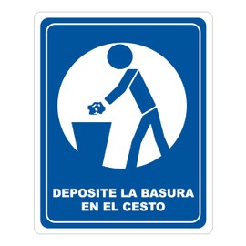 Genérico Monsterprint Señalamiento Letrero Deposita la Basura en el Cesto, 20x25 cm. Impresión HD directa en estireno con tintas UV. Incluye cinta doble cara industrial, listo para instalar.
