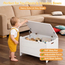 2-Pack Heavy Duty Mechanical Lid Stay Hinge, 110° Adjustable Soft Close Lid Support for Toy Box, Wooden Chest, Cabinet Door – No Gas, Anti-Slam, Zinc Alloy, Stay Put Hinge