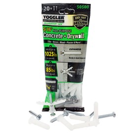TOGGLER Alligator AF8 Flanged Anchor with Screws, Polypropylene, Made in US, for #8 to #14 Fastener Sizes (Pack of 20)