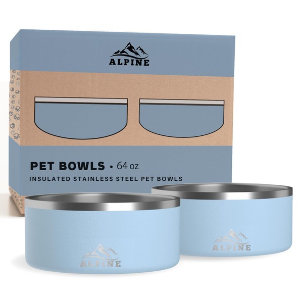 ALPINE Set of 2 Stainless Steel Dog Bowls, Non Slip,