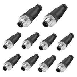 10Pcs M12 4-Pin Aviation Connector Male A Code, IndustrialField Assembly Plug 12mm IP67 Waterproof for Circular Socket Panel Sensor