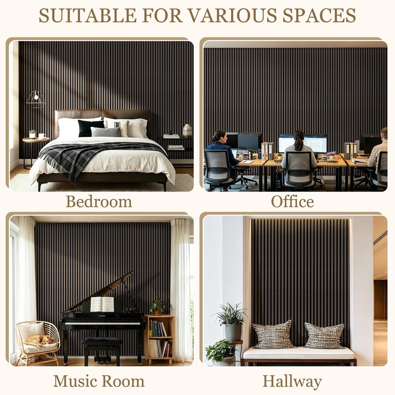 KERRAM 4-Pack Wood Veneer Acoustic Wall Panels Decorative Acoustical Panel