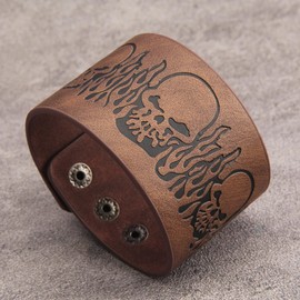 GelConnie Leather Cuff Bracelet for Men Wrapped Leather Bracelet for Men Wrist Cuffs Leather Arm Bands Faux Leather Wrist Cuff Punk Jewelry for Gifts