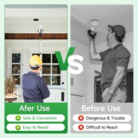 Thmxit Upgarded 28FT Light Bulb Changer for High Ceilings, 5-20FT Extender Light Bulb Changer Pole with Baskets and Suction Cup for Recessed Lights