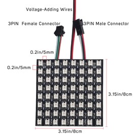 BTF-LIGHTING WS2812B ECO RGB Alloy Wires 5050 SMD Individually Addressable 8 x 8 64 Pixel LED Matrix Flexible FCB Full Colour Works with K-1000C, SP107E etc. Controls Image Video Text Display