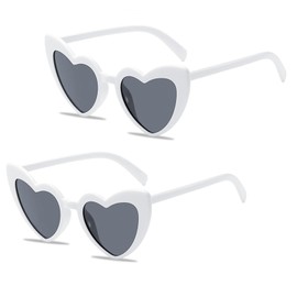 BinXiaoQin Heart Sunglasses Heart Glasses Heart-Shaped Glasses Heart Sunglasses Heart Sunglasses Heart Sunglasses Heart Glasses Heart Sunglasses, 2x White