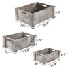 Hacaroa 3 Pack Wood Crates with Handles, Rustic Nesting Storage