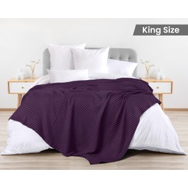 Utopia Bedding Cotton Waffle Blanket 300 GSM (Plum - 90x108 Inches) Soft Lightweight Breathable Bed Blanket King Size Layering Any Bed for All Season
