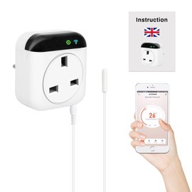 Jadeshay Thermostat, 10A Programmable WIFI thermostat Socket Digital Smart Heating Controller Socket 230V Compatible with Alexa and Google Assistant