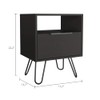 Udorich Sleek and Functional Black Nightstand with Hairpin Legs, Compact