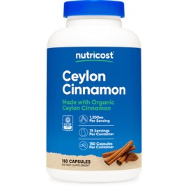 Nutricost Organic Cinnamon (Ceylon Cinnamon) 1,200mg Serving, 150 Capsules - Gluten Free, Non-GMO