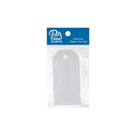Accent Design Paper Accents Craft Tags 1.625x3.25, 25pc White Gift Tags with String, Hanging Labels, Price Tags for Gifts, Merchandise, Party Favors, and Labeling