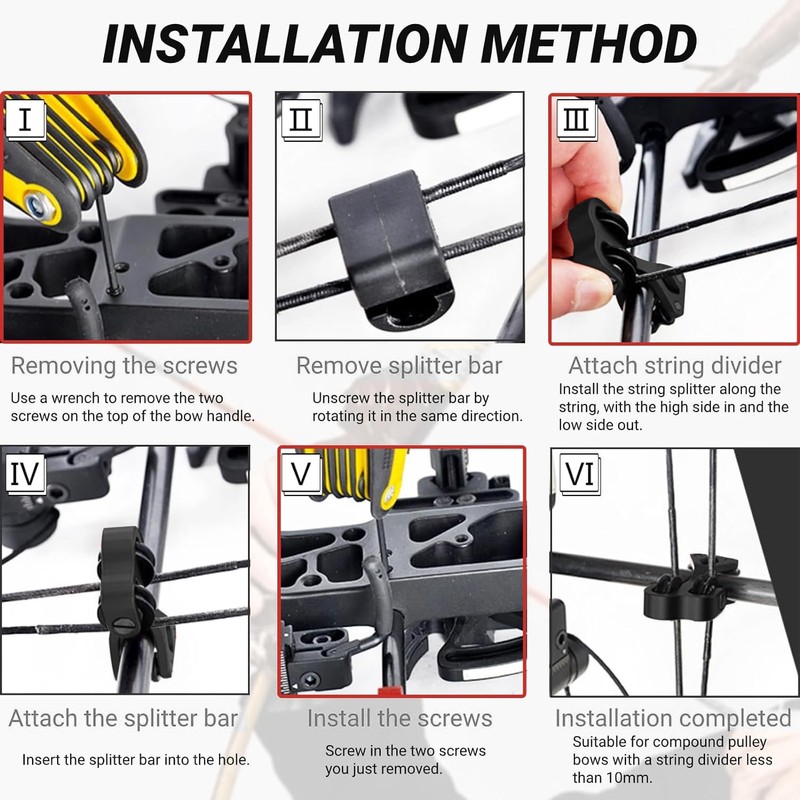 QOOWFEANIG Archery Cable Slide Composite Pulley String Splitter String Splitter